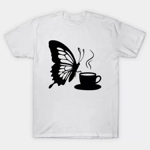 Butterfly Drinking Coffee T-Shirt