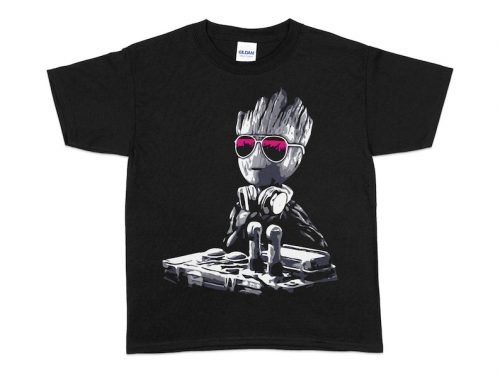 Baby Groot DJ Music Movie Fan Kids Novelty Gaming Printed T Shirt Slogan