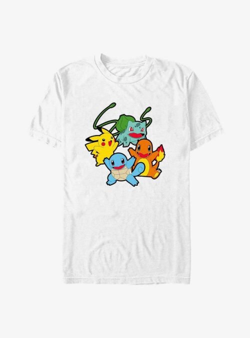 Pokemon Classic Group Bulbasaur, Pikachu, Charmander, and Squirtle T-Shirt